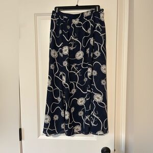 Talbots Navy Blue A-Line Sheer polyester Maxi Skirt
